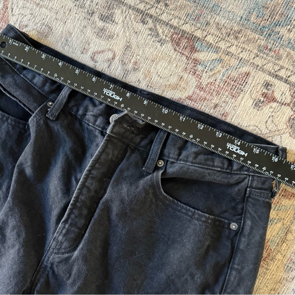 OLD NAVY Sky-Hi Straight Jeans Size 12 Extra High Rise Black Raw Hem Button Fly - Picture 11 of 16